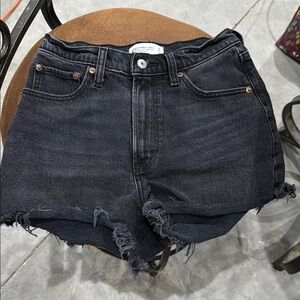 Abercrombie & Fitch Black Jean Shorts Frayed Hem